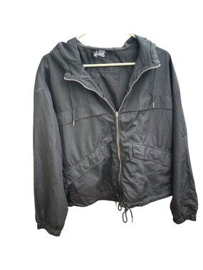 H&M Divided Black Hooded Lightweight Jacket Women's Windbreaker Size XL Casual
